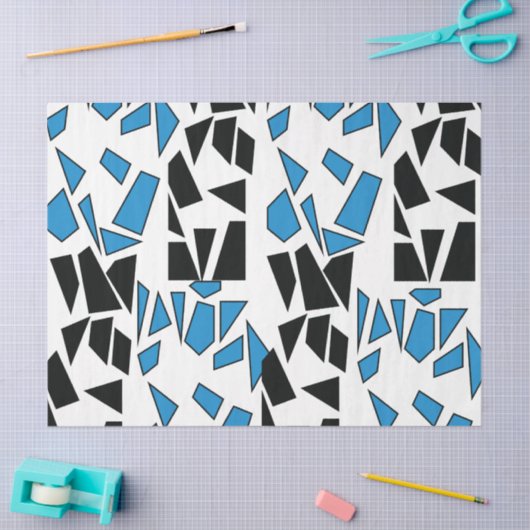 Black Blue Stained Glass Pattern Seidenpapier (Basteln)