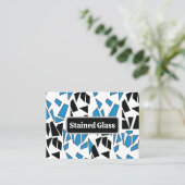 Black Blue Stained Glass Pattern Visitenkarte (Stehend Vorderseite)