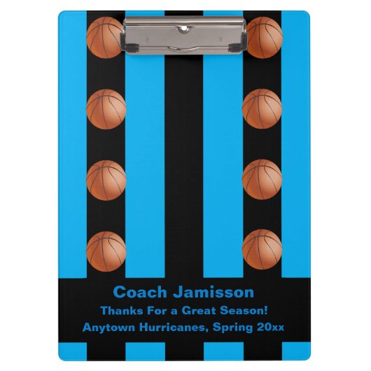 Black Blue Strip, Basketball Team Coach Danke Klemmbrett (Vorderseite)