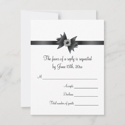 Black Blue Swirl Ivory RSVP Card (Rückseite)