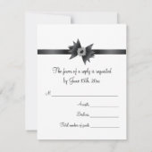Black Blue Swirl Ivory RSVP Card Karte (Rückseite)