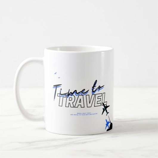 Black Blue Travel Theme Coffee Cup Kaffeetasse (Links)