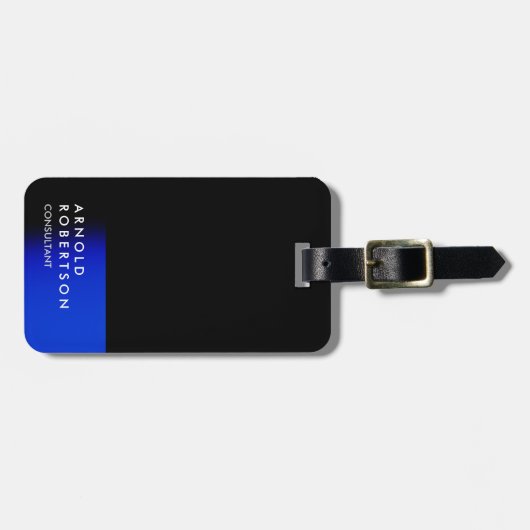 Black Blue Trendy Moderne Minimalistische Einfache Gepäckanhänger (Vorderseite horizontal)