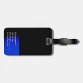 Black Blue Trendy Moderne Minimalistische Einfache Gepäckanhänger (Rückseite horizontal)