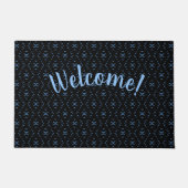 Black & Blue Tribal Boho Personalized Doormat Fußmatte (Vorderseite)