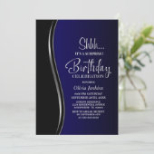 Black Blue Überraschung Geburtstagsparty Einladung (Stehend Vorderseite)