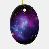 Black Blue und Lila Galaxy Cluster Space Foto Keramikornament (Hinten)