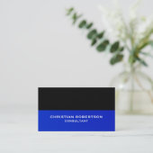 Black Blue Unique Modern Consultant Business Card Visitenkarte (Stehend Vorderseite)