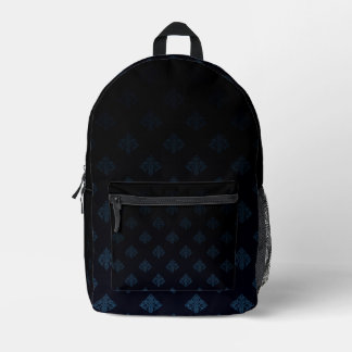 Black & Blue Vintag Diamond Motif Bedruckter Rucksack