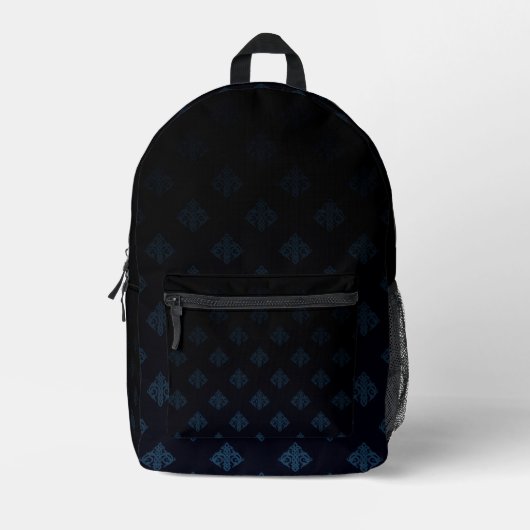 Black & Blue Vintag Diamond Motif Bedruckter Rucksack (Vorderseite)