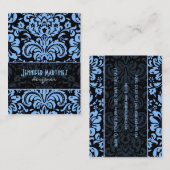 Black Blue Vintag Floral Damask Visitenkarte (Vorne/Hinten)