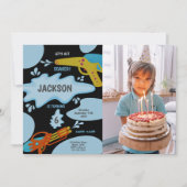 Black Blue Water Gun Einladungen mit Foto (Vorderseite)