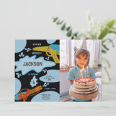 Black Blue Water Gun Einladungen mit Foto (Stehend Vorderseite)