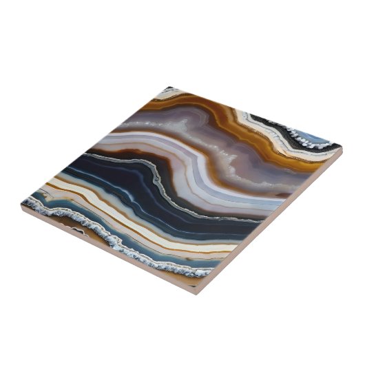 Black Blue White Terracotta Agate Geode Fliese (Seite)