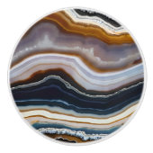 Black Blue White Terracotta Agate Geode Keramikknauf (Vorderseite)