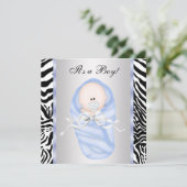 Black Blue Zebra Baby Shower Einladungen (Stehend Vorderseite)