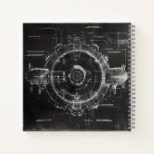 Black Blueprint Sci-Fi Space Station Notizblock (Rückseite)