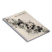 Black Blüh Butterflies Notebook Notizblock (Rechte Seite)