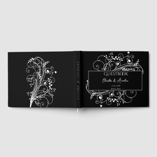 Black Blüh Wedding Guest Book Gästebuch (Voll)