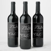 Black Blüh Wedding Wine Label Weinetikett (Flaschen)