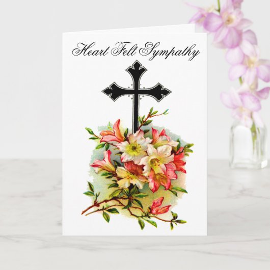 Black Blume Cross Sympathy Card 17 Karte (Orchidee)