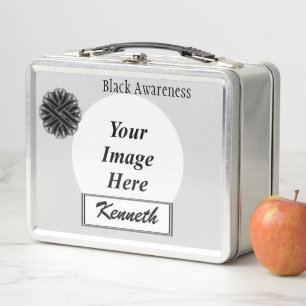 Black Blume Ribbon von Kenneth Yoncich Metall Lunch Box