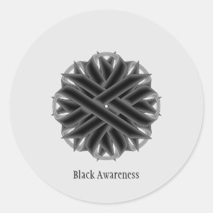 Black Blume Ribbon von Kenneth Yoncich Runder Aufkleber