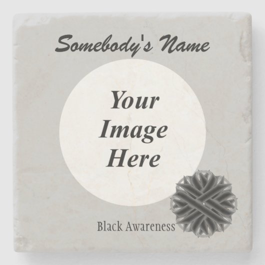 Black Blume Ribbon von Kenneth Yoncich Steinuntersetzer (Vorderseite)