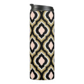Black Blush and Gold Ikat Marokkanisches Monogramm Thermosbecher (Nach rechts gedreht)