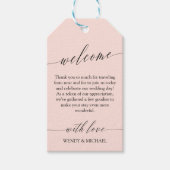 Black Blush Delicate Minimale Hochzeit Willkommen Geschenkanhänger (Vorderseite)