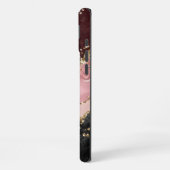 Black Blush Gold Glitzern Agate Monogram iPhone Hülle (Linke Seite)