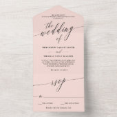 Black Blush Pink Delicate Calligrafy Wedding All In One Einladung (Innen Boden)