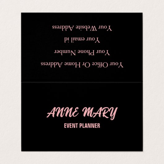 Black Blush Pink Girl Niedliche Custom Classy Mode Visitenkarten (Außenseite Aufgefaltet)