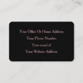 Black Blush Pink Girly Niedliche Custom Classy Sti Visitenkarte (Rückseite)