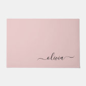 Black Blush Pink Modernes Script Name Girl Monogra Fußmatte (Vorderseite)