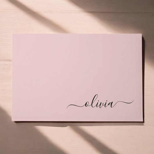 Black Blush Pink Modernes Script Name Girl Monogra Fußmatte