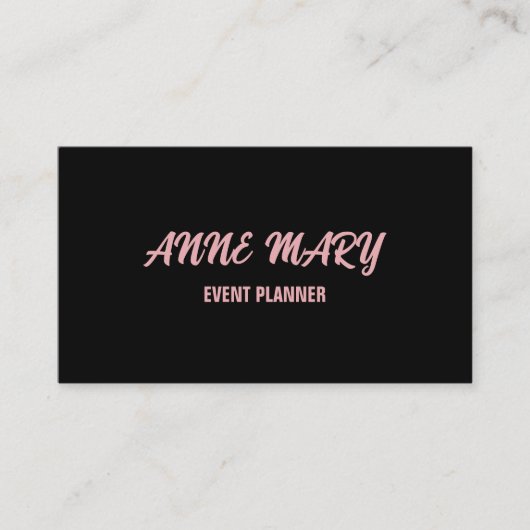 Black Blush Pink Niedliches, individuelles Elegant Visitenkarte (Vorderseite)