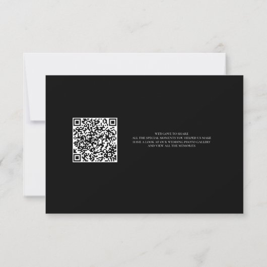 Black Blush Wedding Danke Karte mit QR Code (Rückseite)
