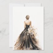 Black Blush Wedding Gown Brautparty Vielen Dank Einladung (Rückseite)