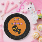 Black Boarder Black Skull Happy Halloween Balloons Pappteller (Party)