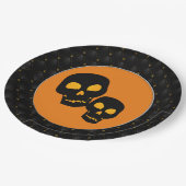 Black Boarder Black Skulls Halloween Pappteller (Schrägansicht)