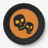 Black Boarder Black Skulls Halloween Pappteller (Vorderseite)
