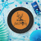 Black Boarder Happy Halloween Grave Yard Pappteller (Party)