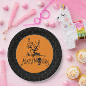 Black Boarder Happy Halloween Grave Yard Pappteller (Party)