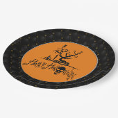 Black Boarder Happy Halloween Grave Yard Pappteller (Schrägansicht)