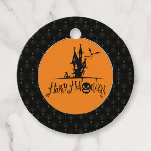 Black Boarder Happy Halloween Spuk Haus Geschenkanhänger