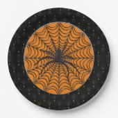 Black Boarder Spider Web Black Spider Halloween Pappteller (Vorderseite)