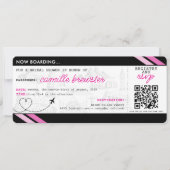 Black Boarding Pass Brautparty Einladung (Vorderseite)