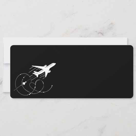 Black Boarding Pass Bridal Dusche Einladung (Rückseite)