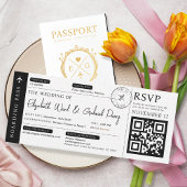 Black Boarding Pass Hochzeit in Urlaubsort Einladung
